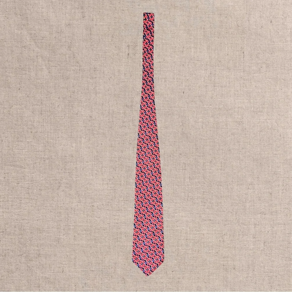 Pierre Balmain Silk Tie Red Geometric Pattern Luxury Designer Classic